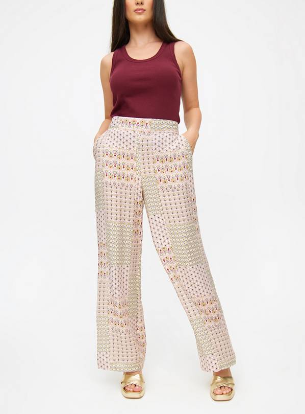 Patchwork Tile Print Wide Leg Coord Trousers 24